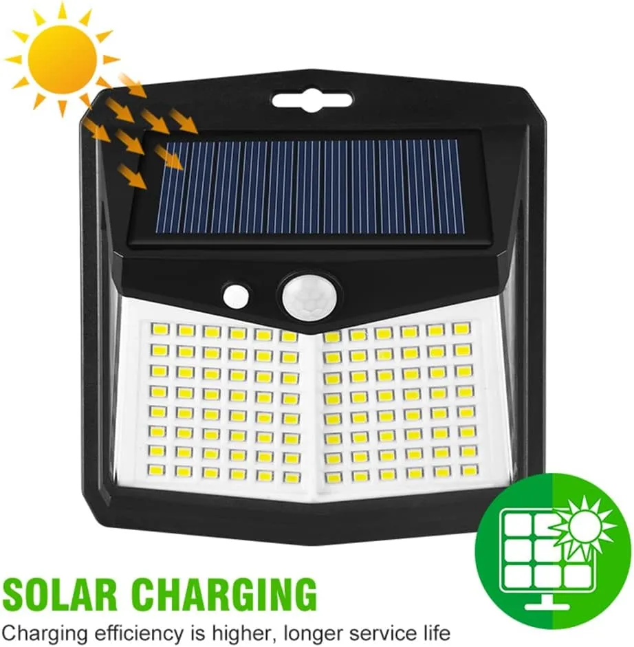Сонячні ліхтарі для вулиці : 128 світлодіодів, датчик руху, 3 режими освітлення, IP65 (4 шт. в упаковці)., зображення - 1