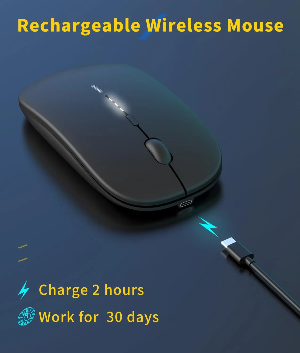 Перезаряджувана бездротова миша Anmck PM1, 2,4G Ultra Slim Silent Portable Mouse., зображення - 1