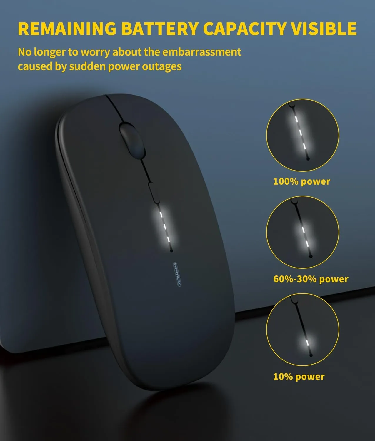 Перезаряджувана бездротова миша Anmck PM1, 2,4G Ultra Slim Silent Portable Mouse., зображення - 1