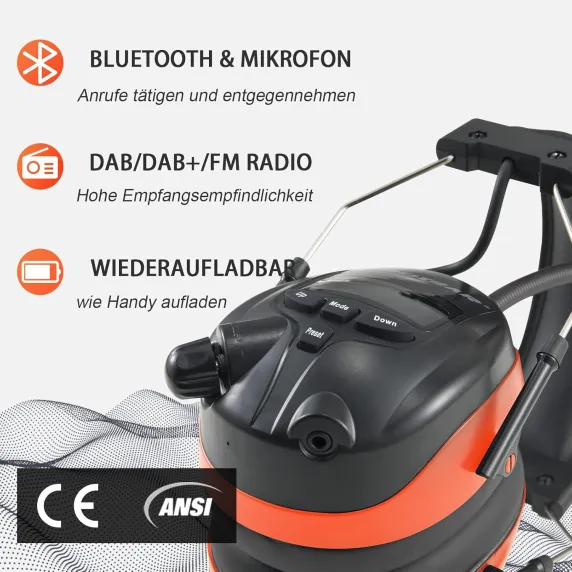 Навушники Protear Ear Defenders з DAB+/FM-радіо та Bluetooth 5.2, бездротові навушники з шумозаглушенням., зображення - 1