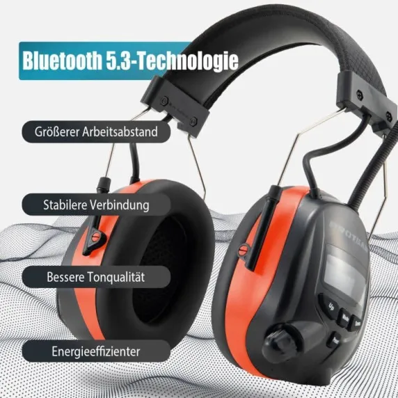 Навушники Protear Ear Defenders з DAB+/FM-радіо та Bluetooth 5.2, бездротові навушники з шумозаглушенням., зображення - 1