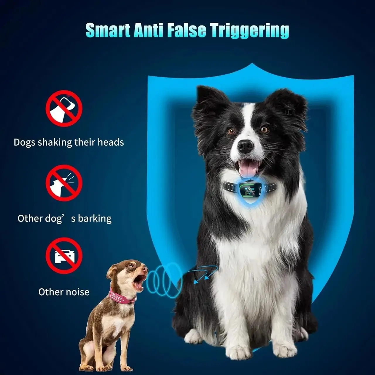 Smart Dog Bark Control Collar. Нашийник перезаряджуваний розумний проти гавкоту для собак, для дресування, антилай., зображення - 1