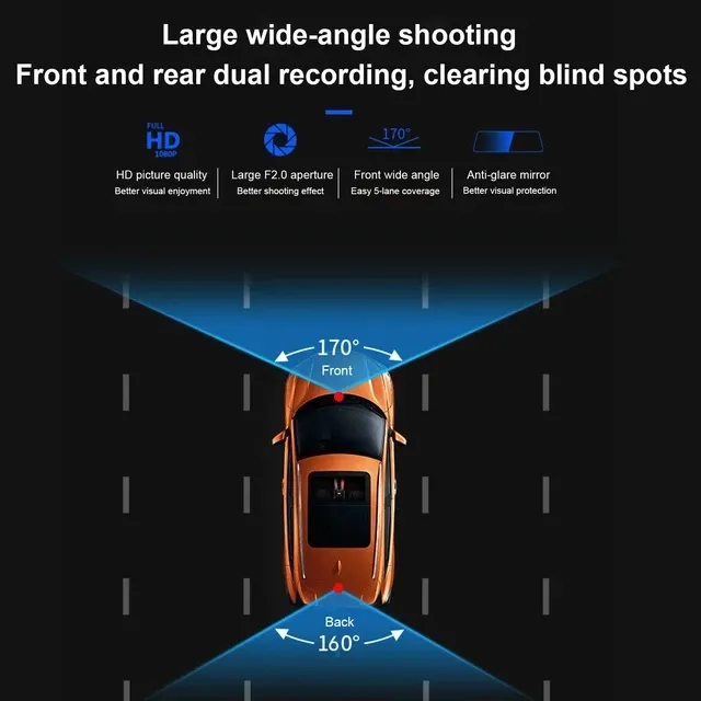 10,26-дюймовий автомобільний відеореєстратор 1600x600 GPS. Бездротовий Carplay&Android Auto Dash Cam. Приладова панель GPS-навігація, 4G WIFI. Реєстратор водіння., зображення - 1