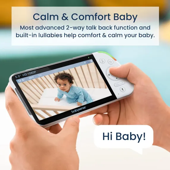 Babysense Max View: Відеоняня з 2 камерами, без Wi-Fi, розділений екран, нічне світло та звук 5,5-дюймовий дисплей Full HD 1080p., зображення - 7