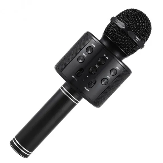 Бездротовий караоке-мікрофон дитячий з вбудованою колонкою Handheld KTV Bluetooth-Microphone Black, чорний (WS-858B)., зображення - 1