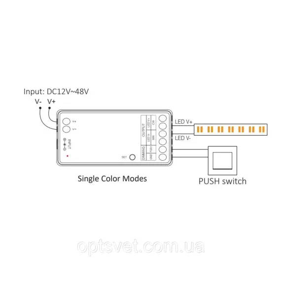 Контролер 2в1 Mi-Light Single White/CCT 2.4GHz 12A DC12V~24V FUTO38W., зображення - 2